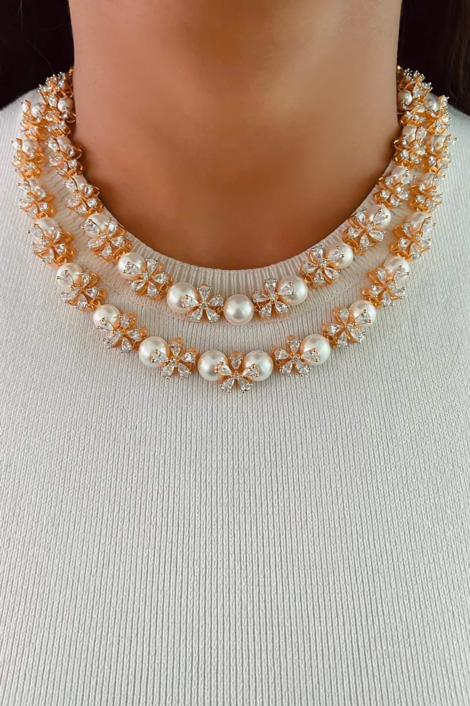 Dual Pearl Floret Necklace Set 