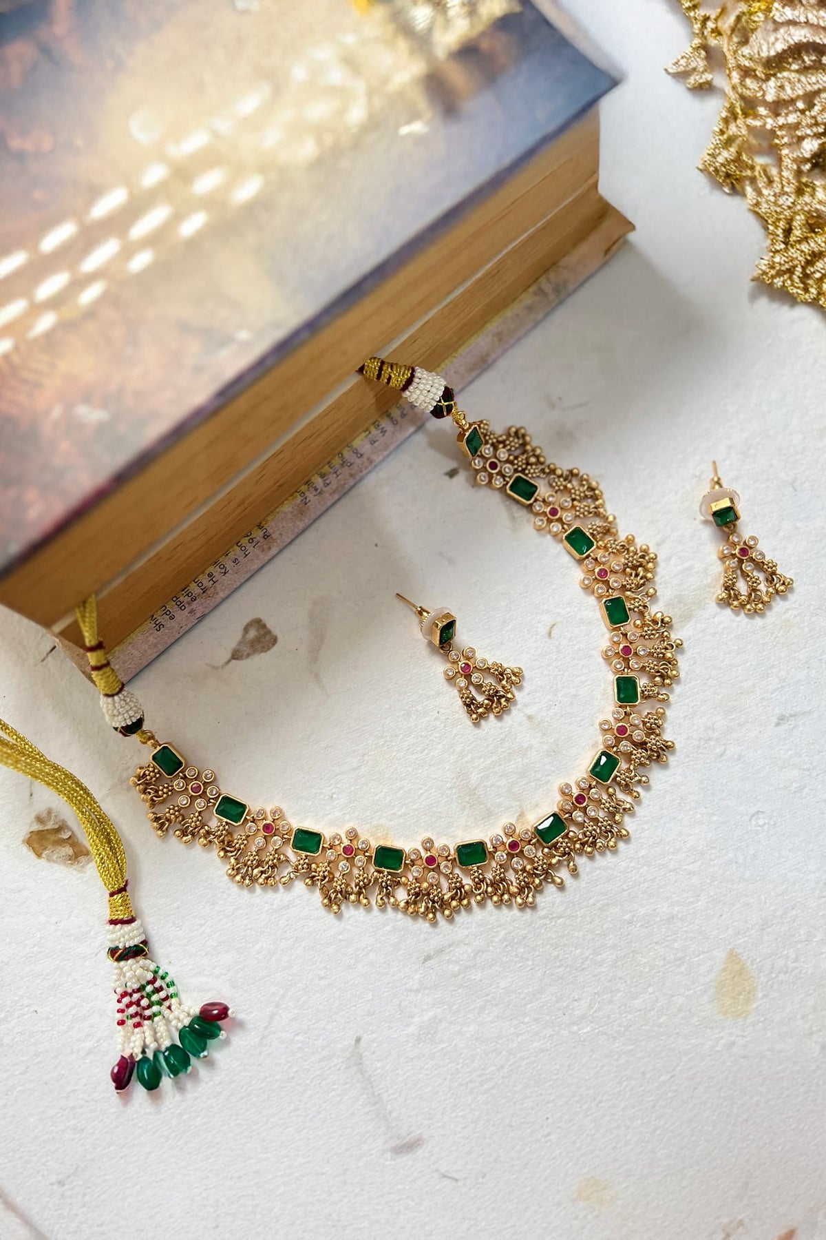 Temple Ghungroo Necklace & Earring Set 