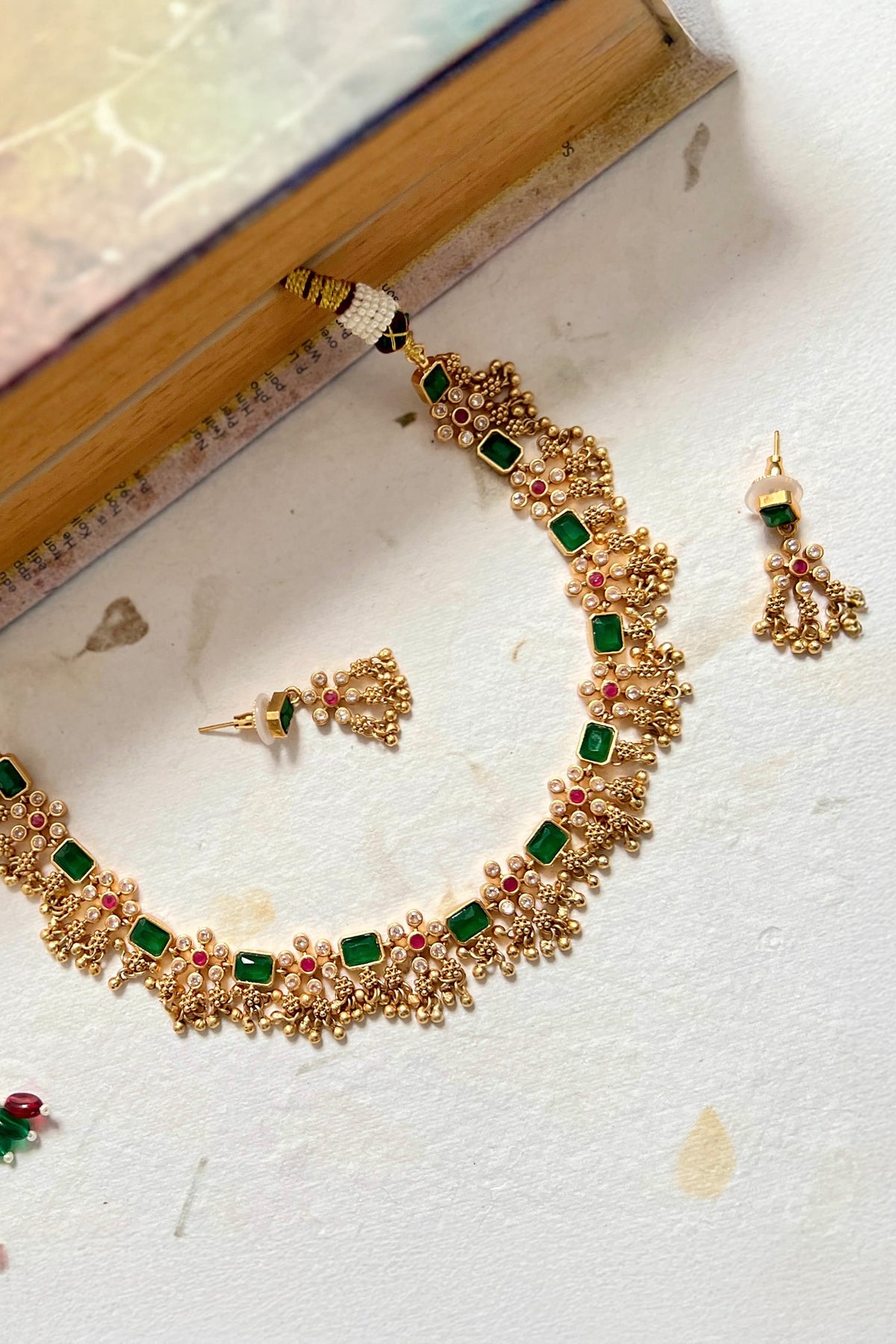 Temple Ghungroo Necklace & Earring Set 