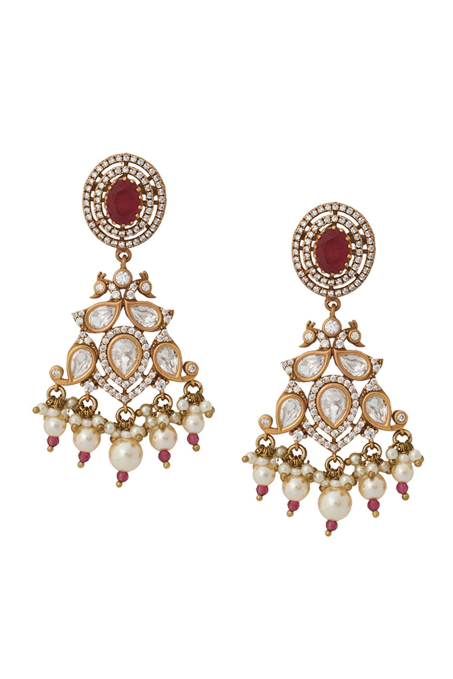 Ruby Red Kundan Necklace & Earring Set 