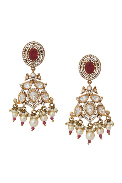 Ruby Red Kundan Necklace & Earring Set 
