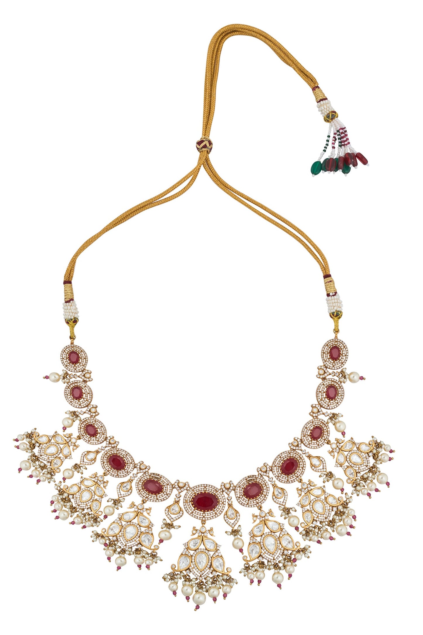 Ruby Red Kundan Necklace & Earring Set 