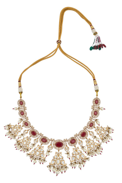 Ruby Red Kundan Necklace & Earring Set 