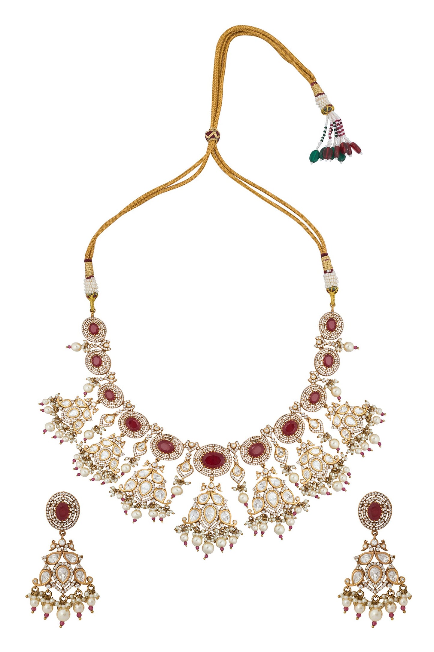 Ruby Red Kundan Necklace & Earring Set 