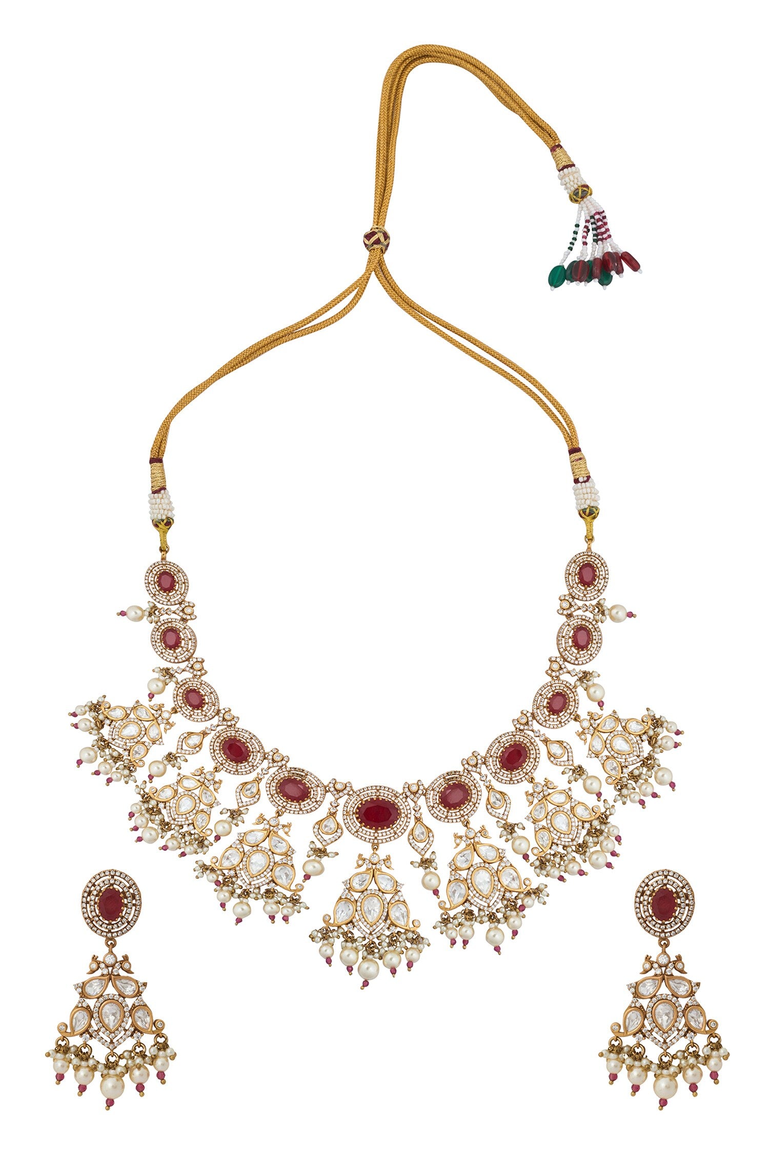 Ruby Red Kundan Necklace & Earring Set 