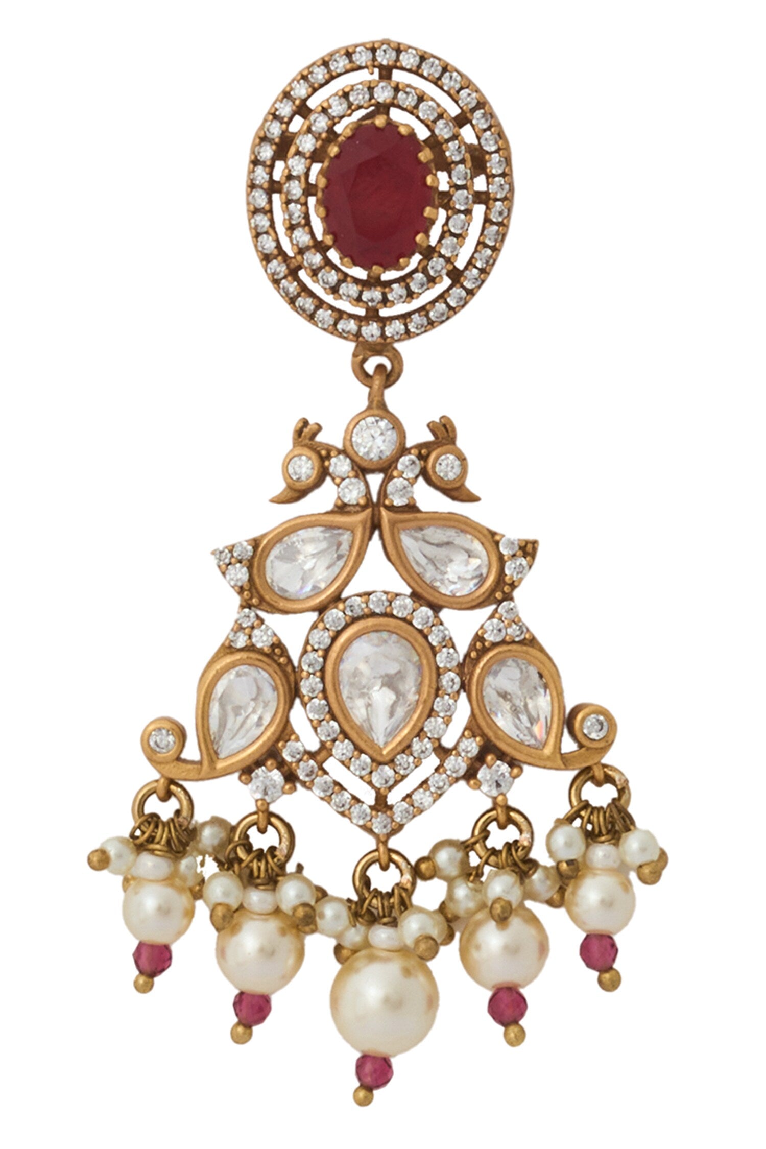 Ruby Red Kundan Necklace & Earring Set 