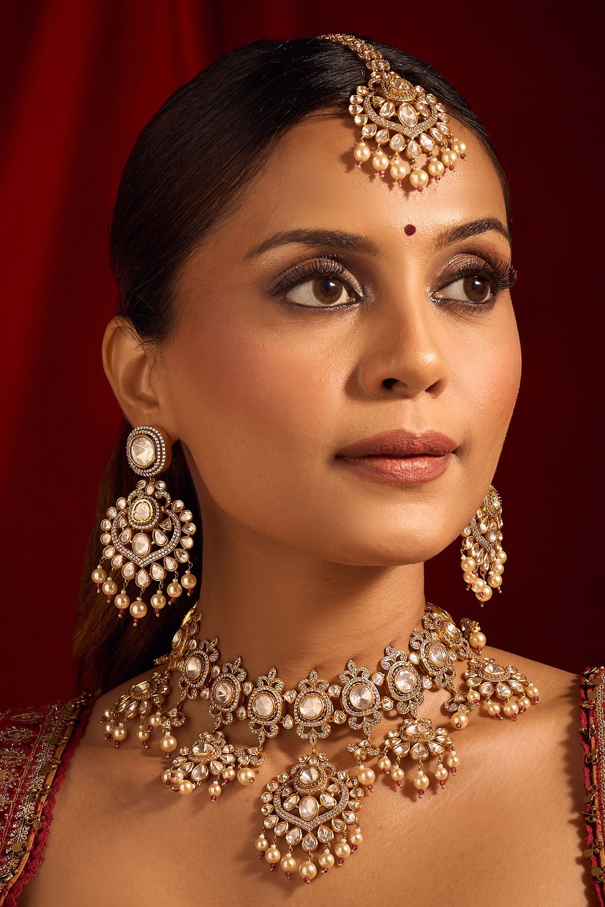 Kundan Ruby Pink Jewelry Set 
