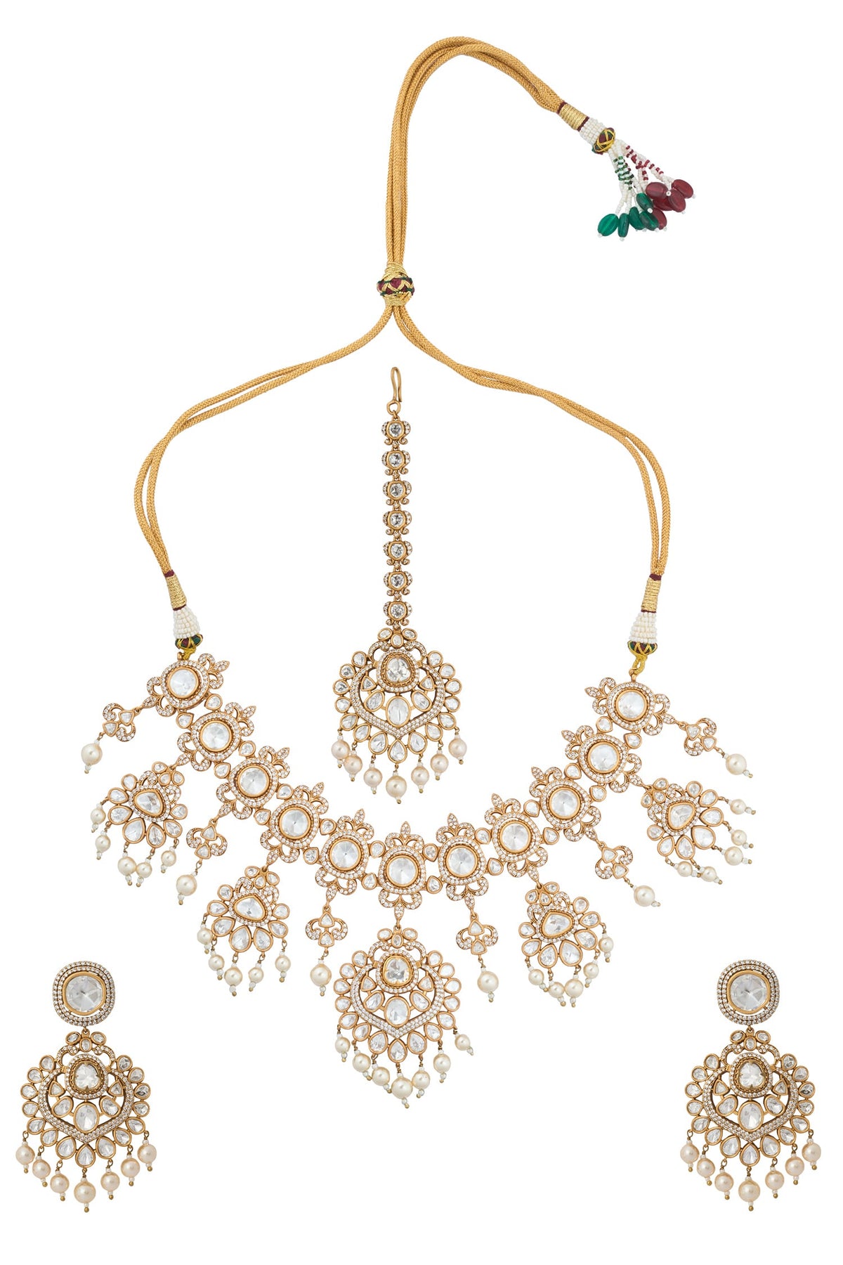 Kundan White Brass Jewelry Set 