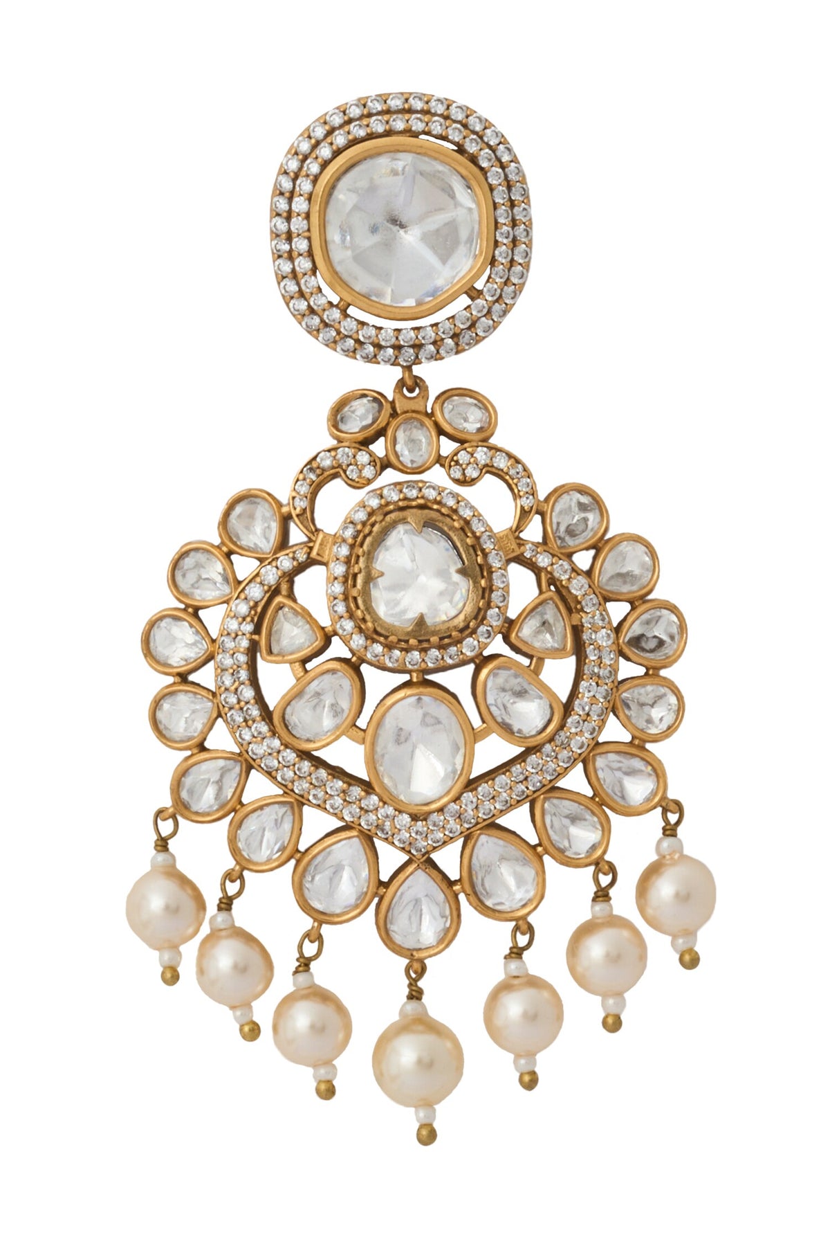 Kundan White Brass Jewelry Set 