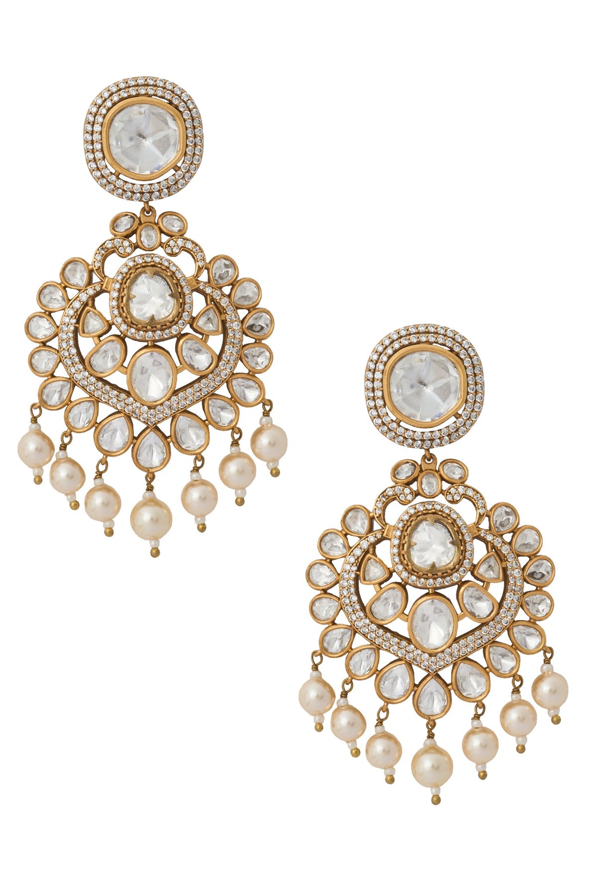 Kundan White Brass Jewelry Set 