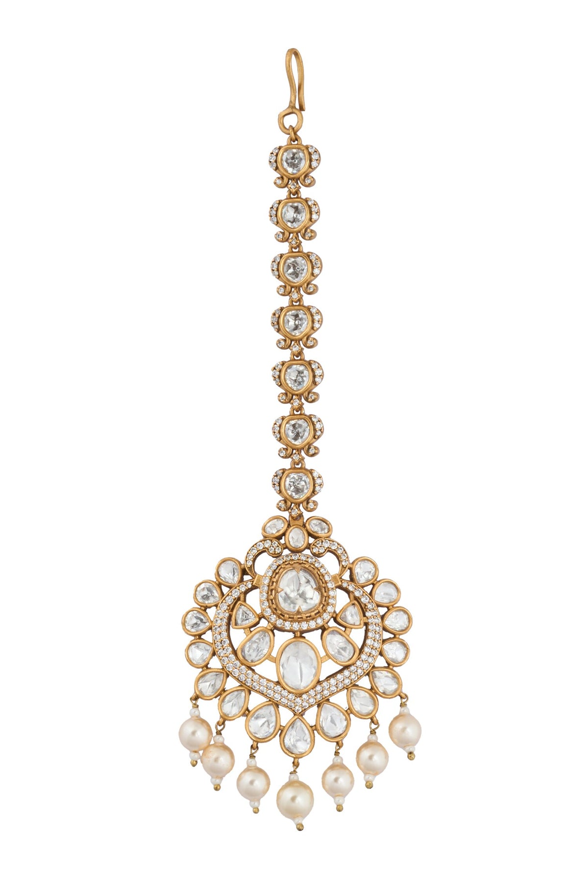 Kundan White Brass Jewelry Set 