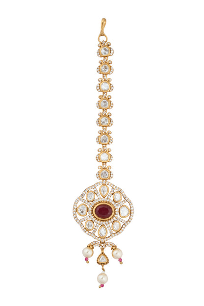 Ruby Red Kundan Jewelry Set 