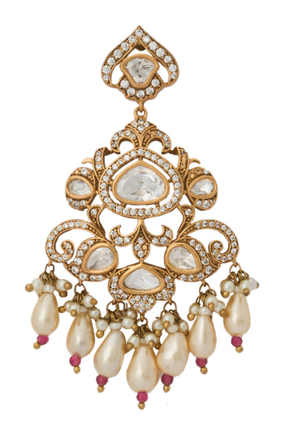 Ruby Red Kundan Necklace & Earring Set 
