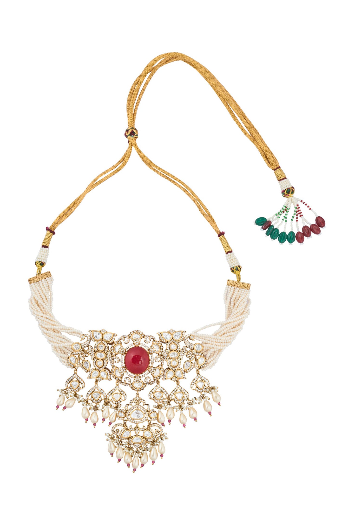 Ruby Red Kundan Necklace & Earring Set 