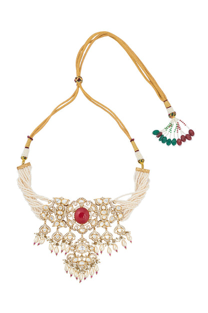 Ruby Red Kundan Necklace & Earring Set 