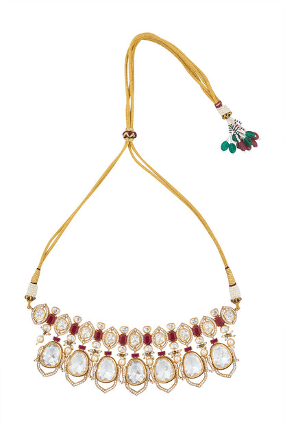 Ruby Red Kundan Necklace & Earring Set 
