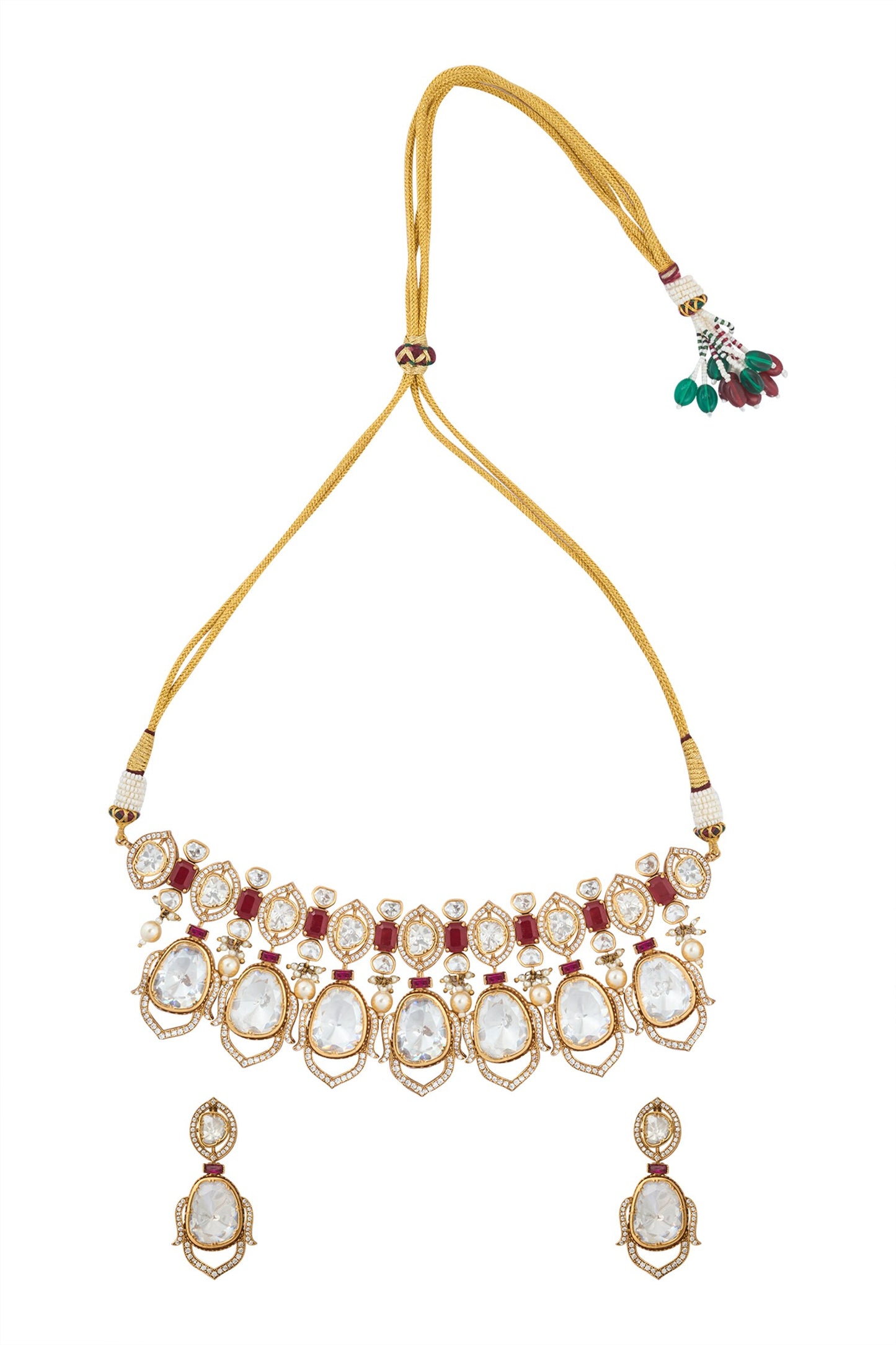 Ruby Red Kundan Necklace & Earring Set 