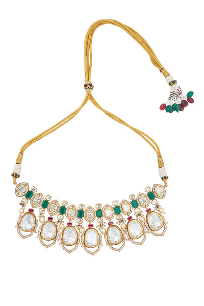 Kundan Green & Ruby Necklace Set 