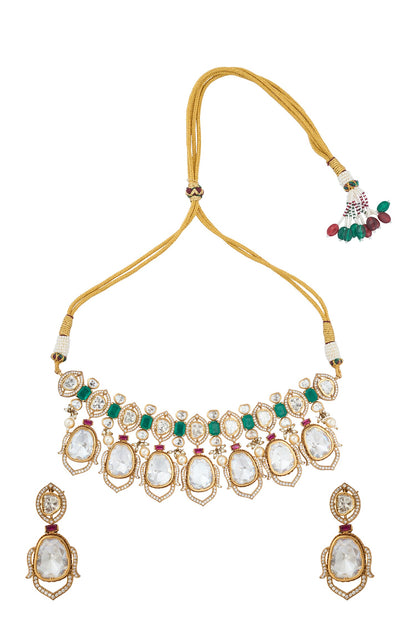 Kundan Green & Ruby Necklace Set 