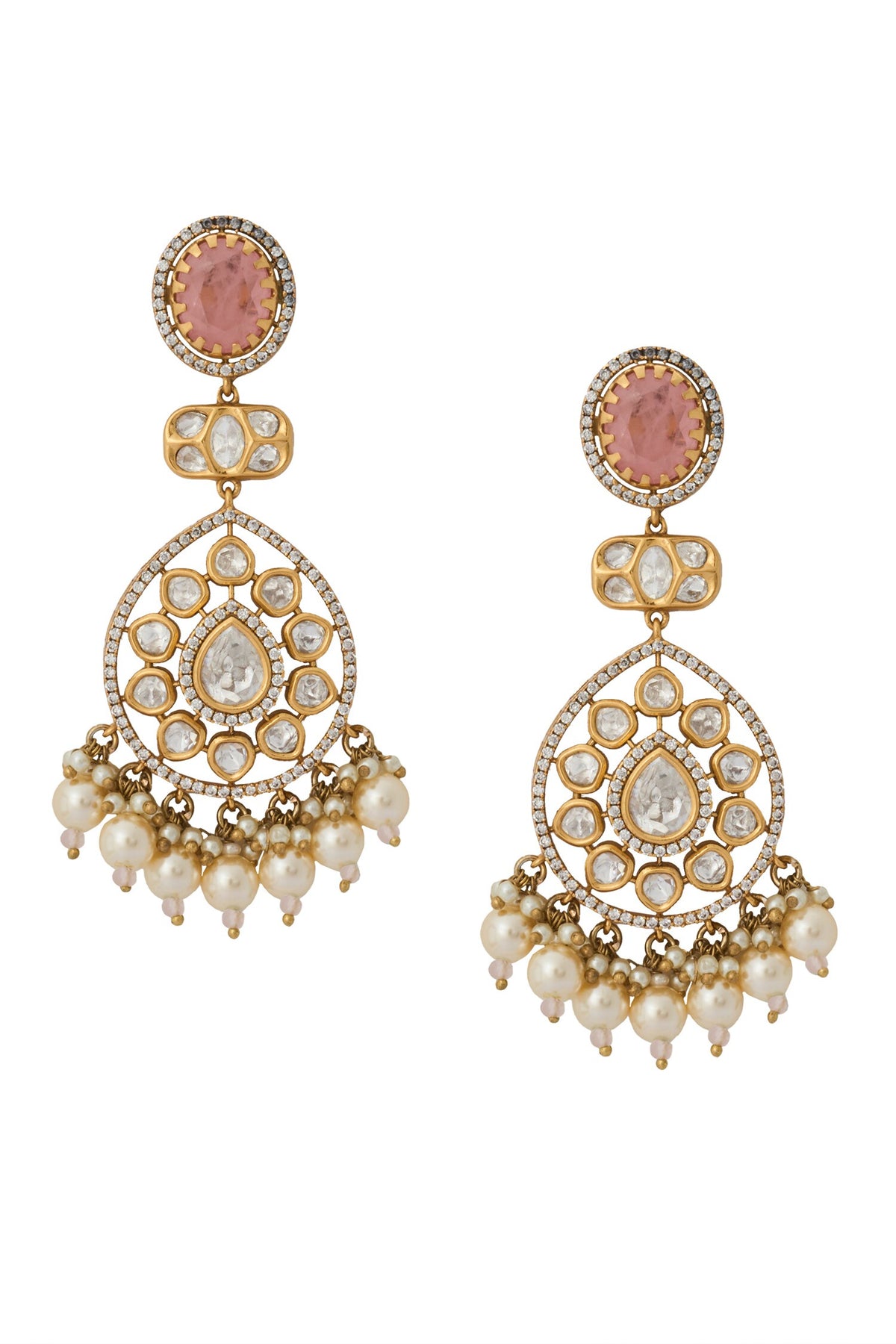 Kundan Pink Brass Jewelry Set 
