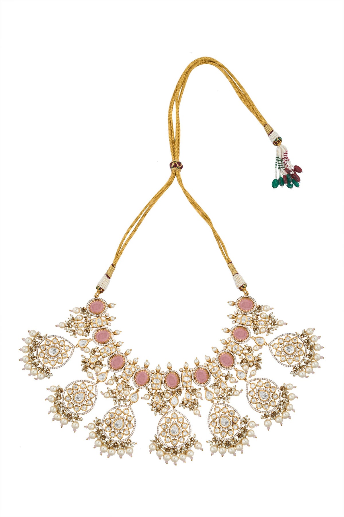 Kundan Pink Brass Jewelry Set 