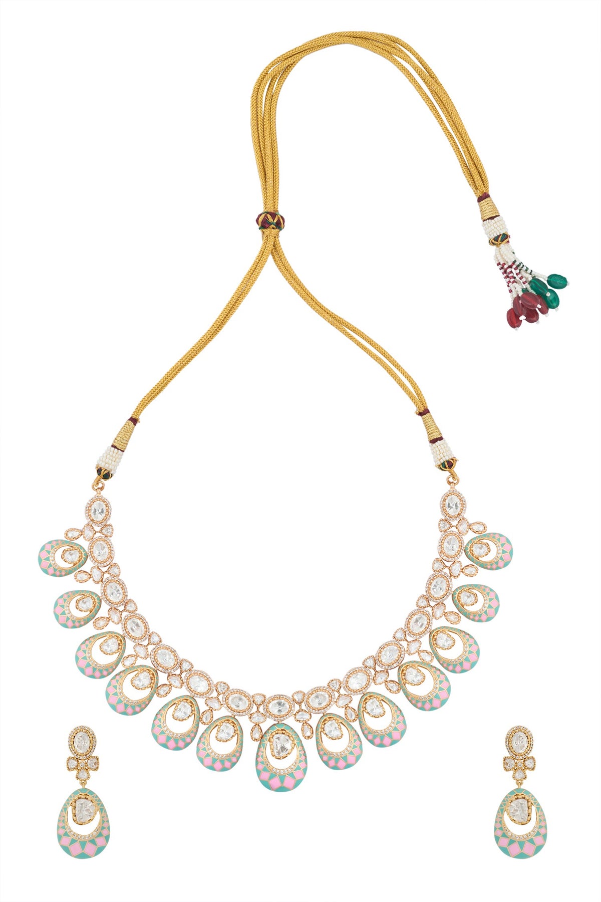 Kundan Pink & Green Necklace Set 