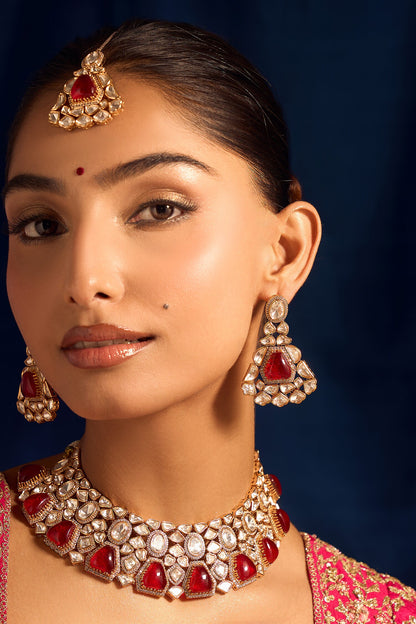 Ruby Kundan Necklace Set 