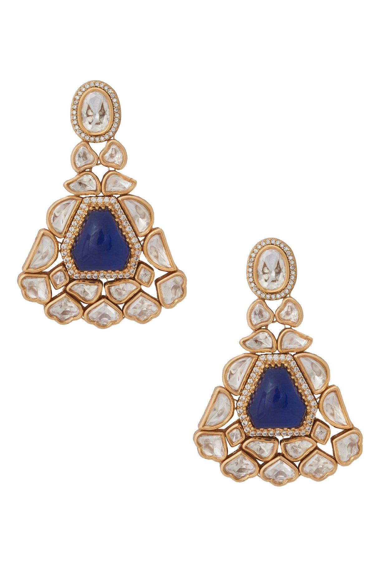 Kundan Blue Brass Jewelry Set 