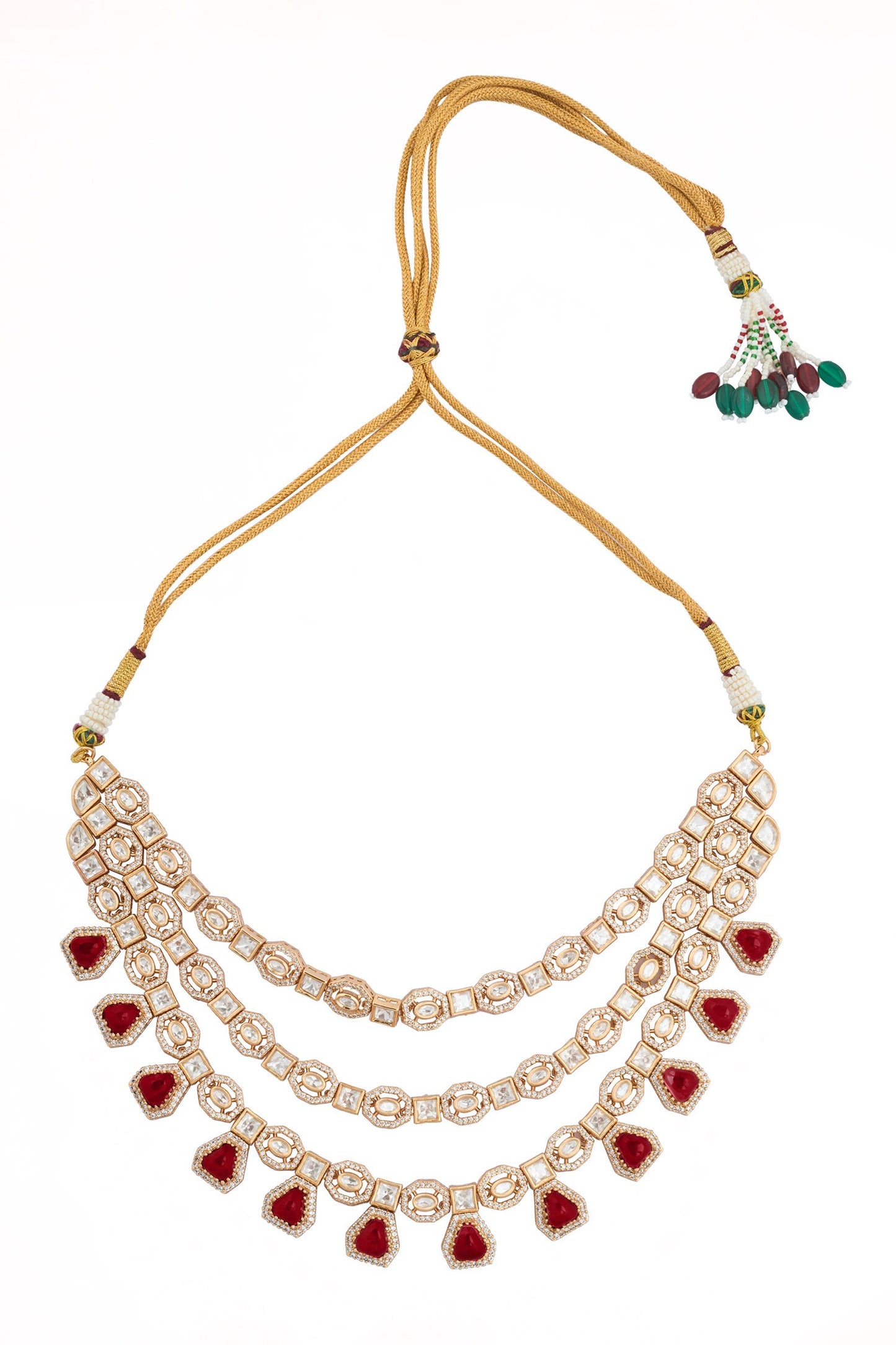 Ruby Red Kundan Necklace & Earring Set 