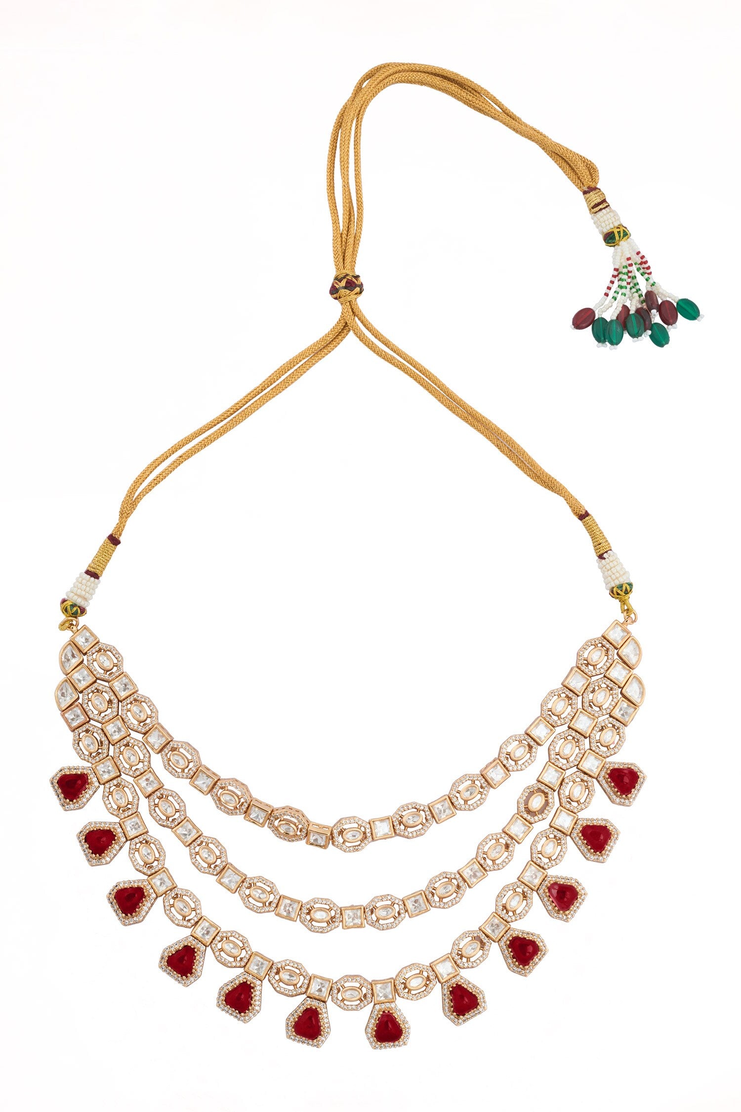 Ruby Red Kundan Necklace & Earring Set 