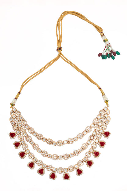 Ruby Red Kundan Necklace & Earring Set 