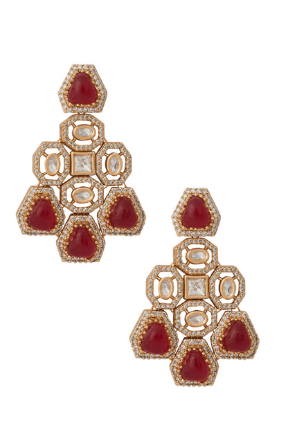 Ruby Red Kundan Necklace & Earring Set 
