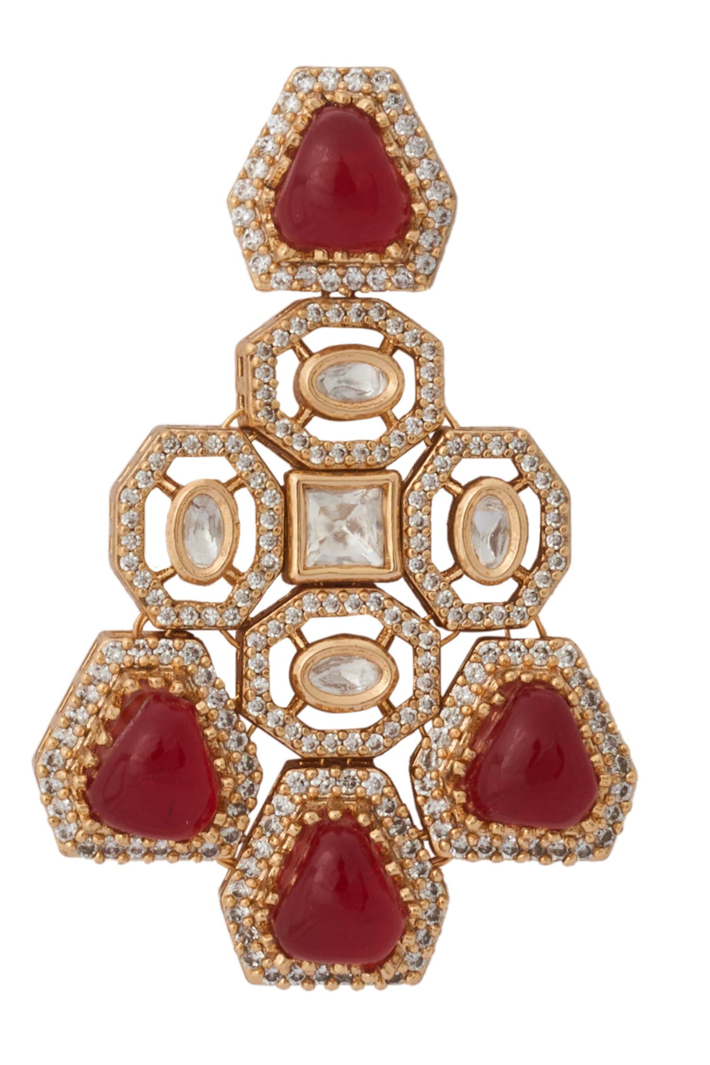 Ruby Red Kundan Necklace & Earring Set 