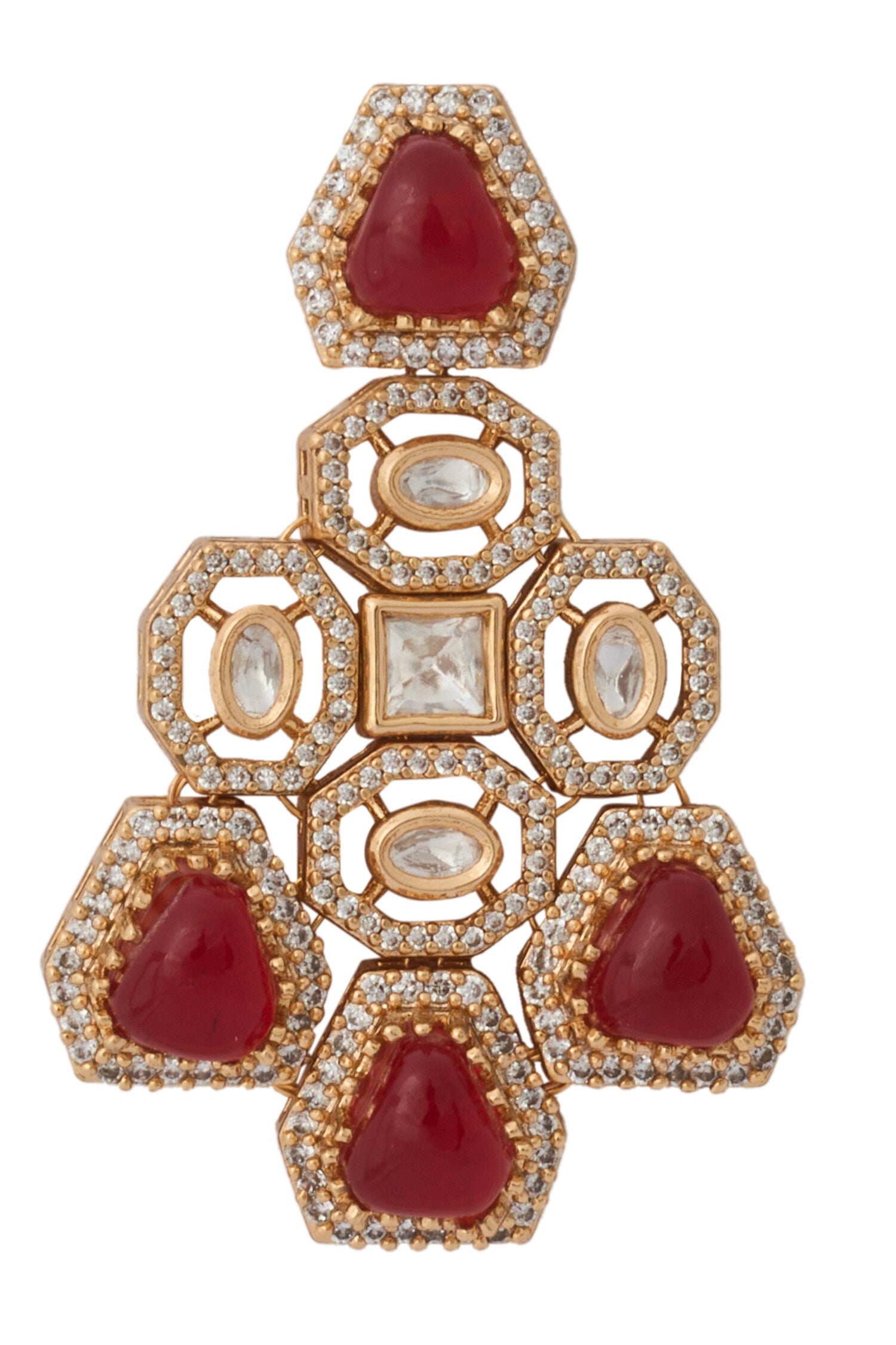 Ruby Red Kundan Necklace & Earring Set 
