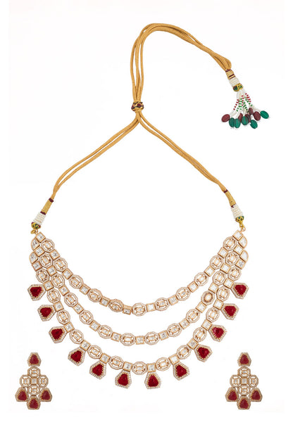 Ruby Red Kundan Necklace & Earring Set 