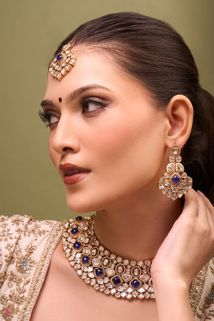 Kundan Blue Necklace Set 