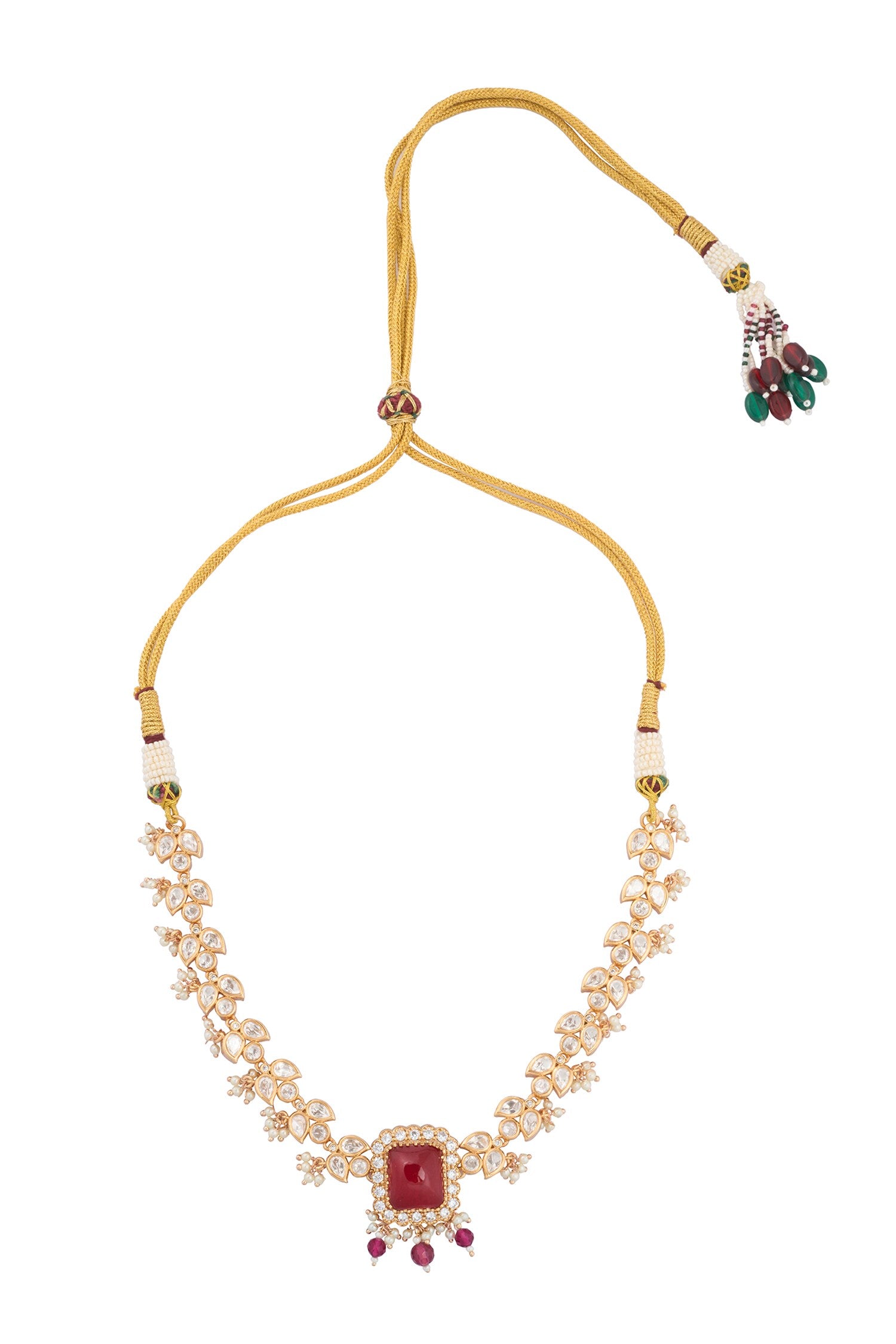 Ruby Red Kundan Necklace & Earring Set 