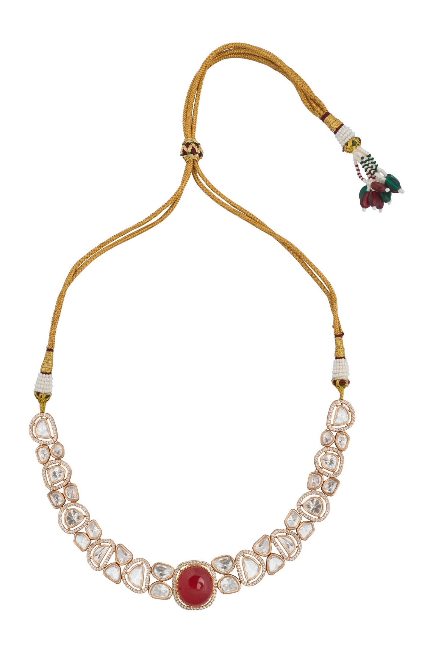 Ruby Red Kundan Necklace & Earring Set 