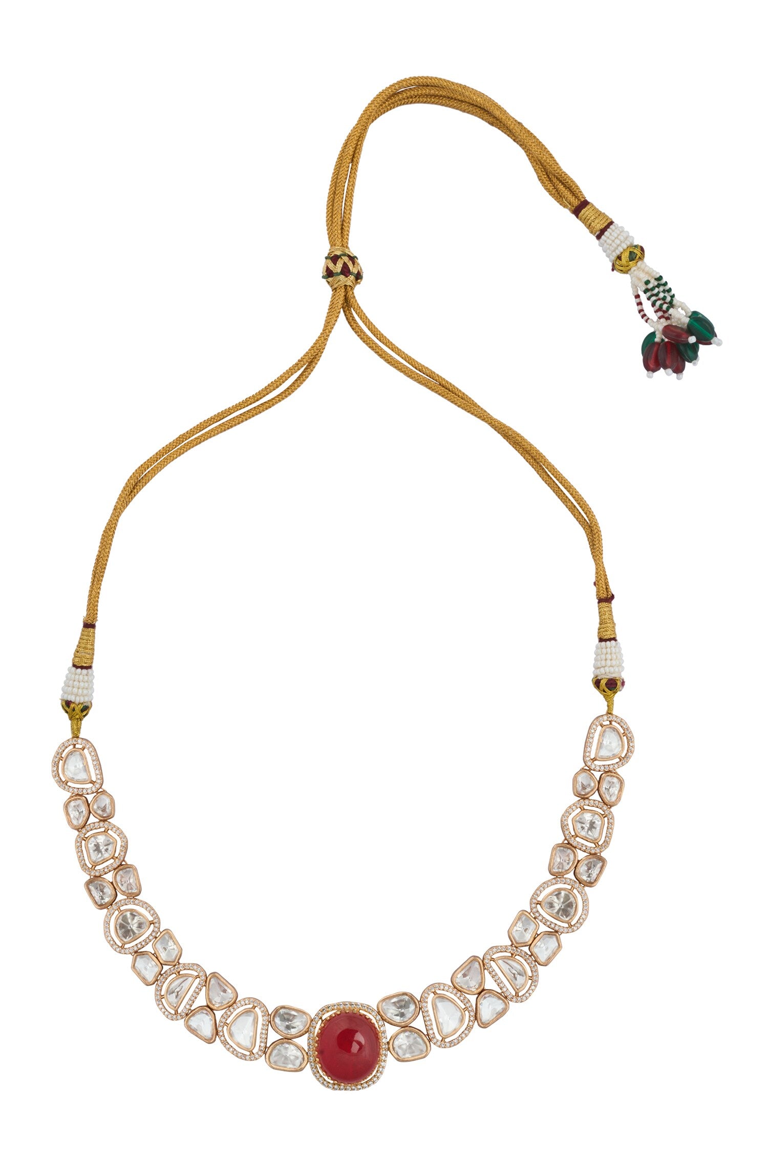 Ruby Red Kundan Necklace & Earring Set 