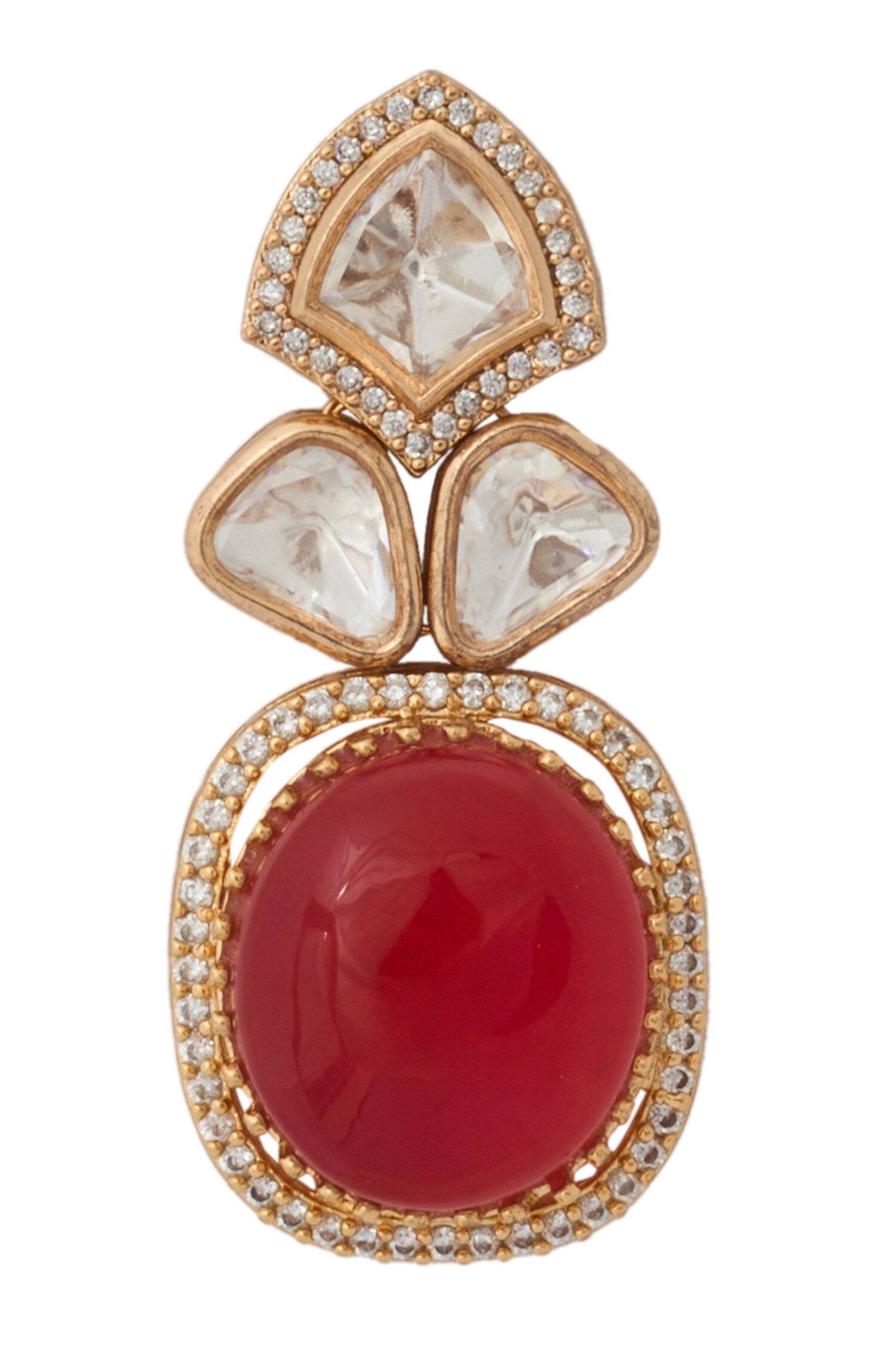 Ruby Red Kundan Necklace & Earring Set 