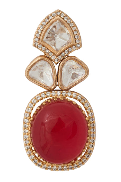 Ruby Red Kundan Necklace & Earring Set 