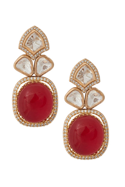 Ruby Red Kundan Necklace & Earring Set 