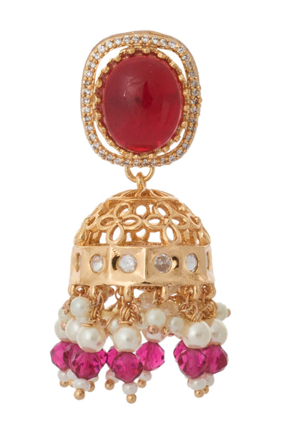 Ruby Red Kundan Necklace & Earring Set 