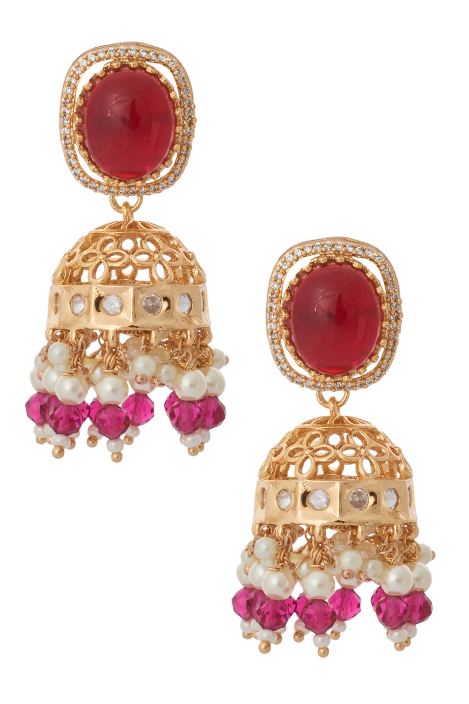 Ruby Red Kundan Necklace & Earring Set 