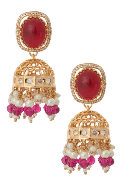 Ruby Red Kundan Necklace & Earring Set 