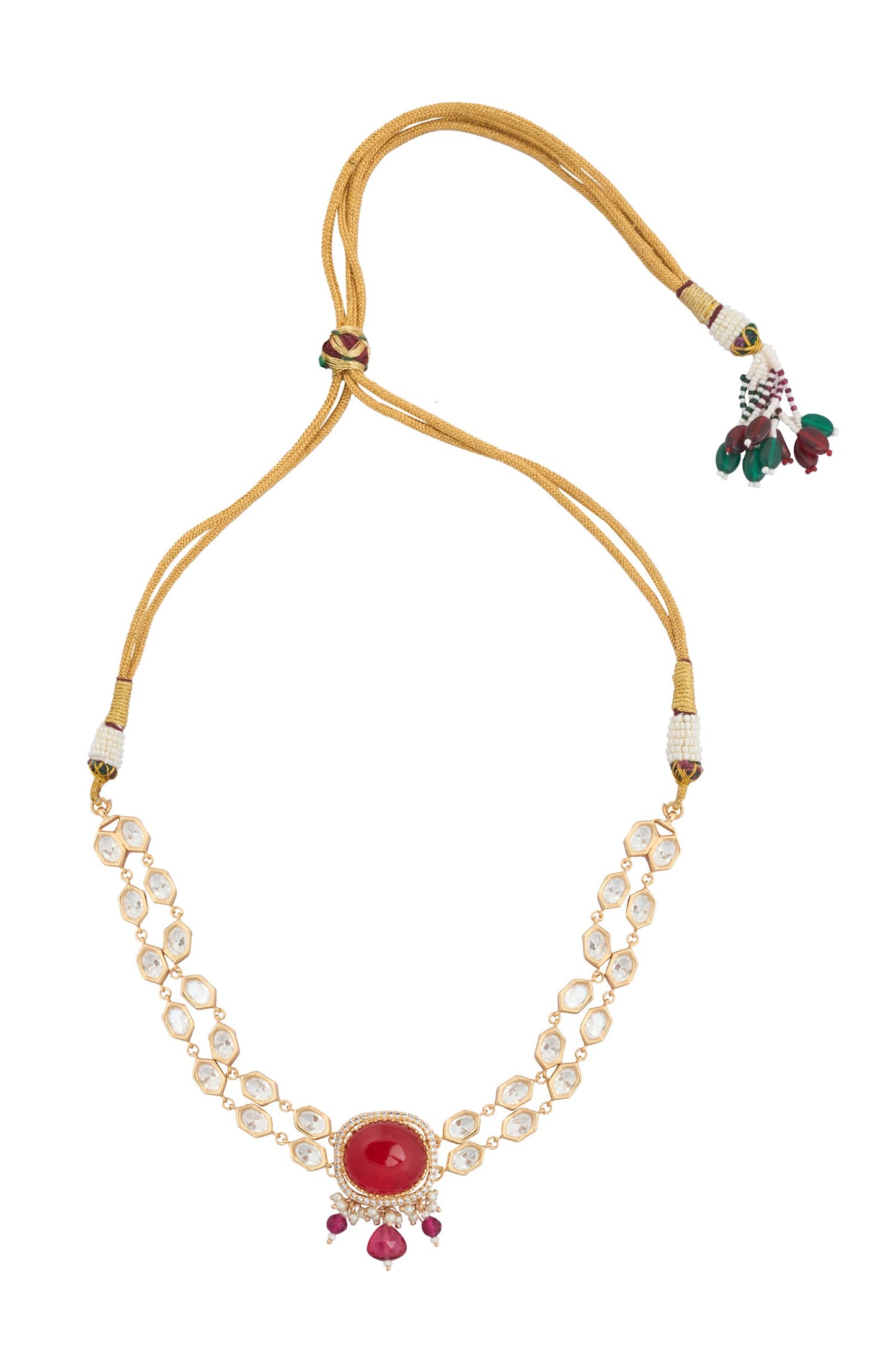 Ruby Red Kundan Necklace & Earring Set 