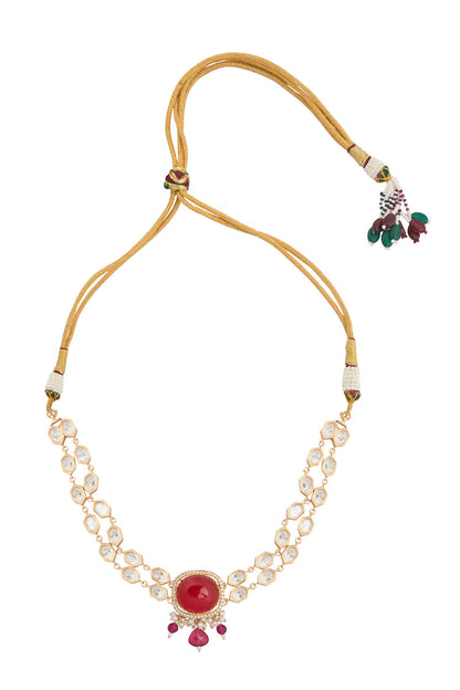 Ruby Red Kundan Necklace & Earring Set 