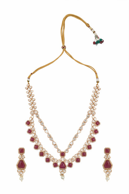 Kundan Rani Pink Necklace & Earring Set 
