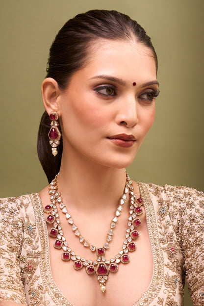 Kundan Rani Pink Necklace & Earring Set 