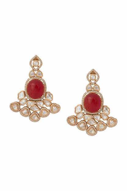 Ruby Red Kundan Necklace & Earring Set 